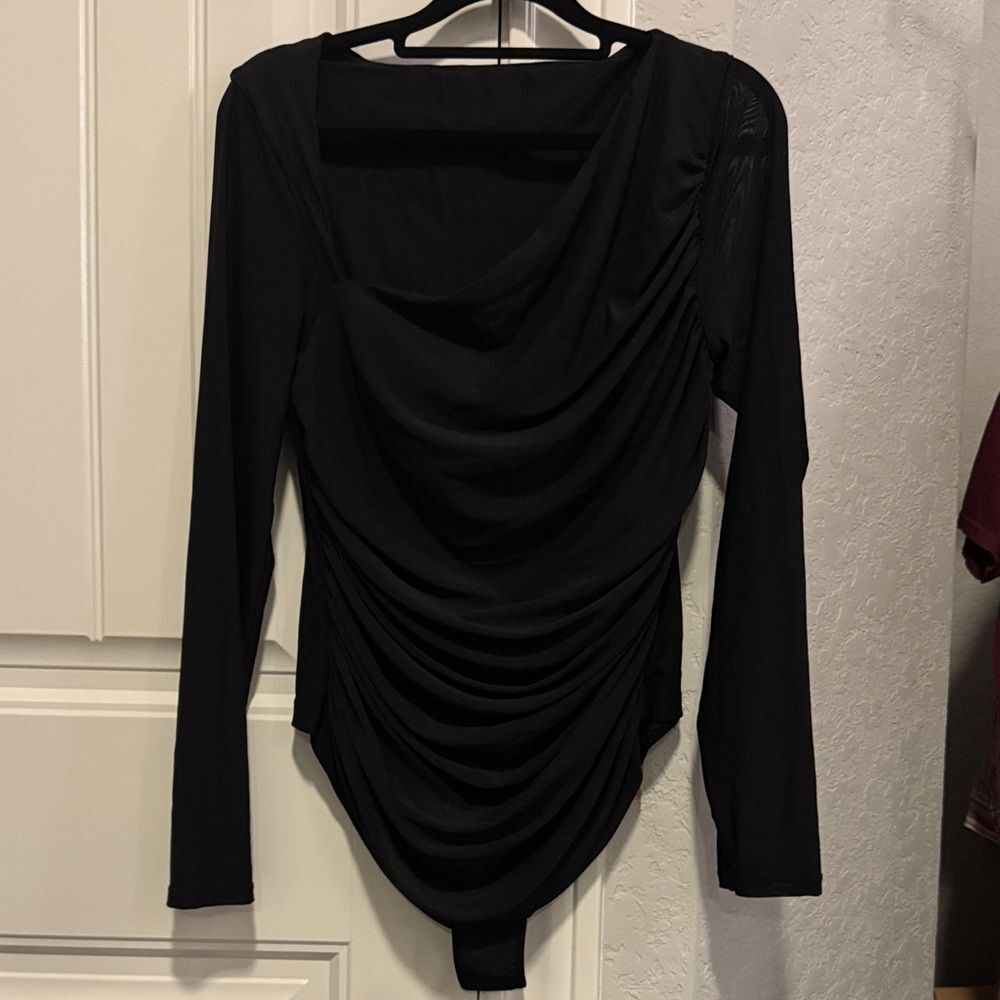 Black Draped Women's bodysuit